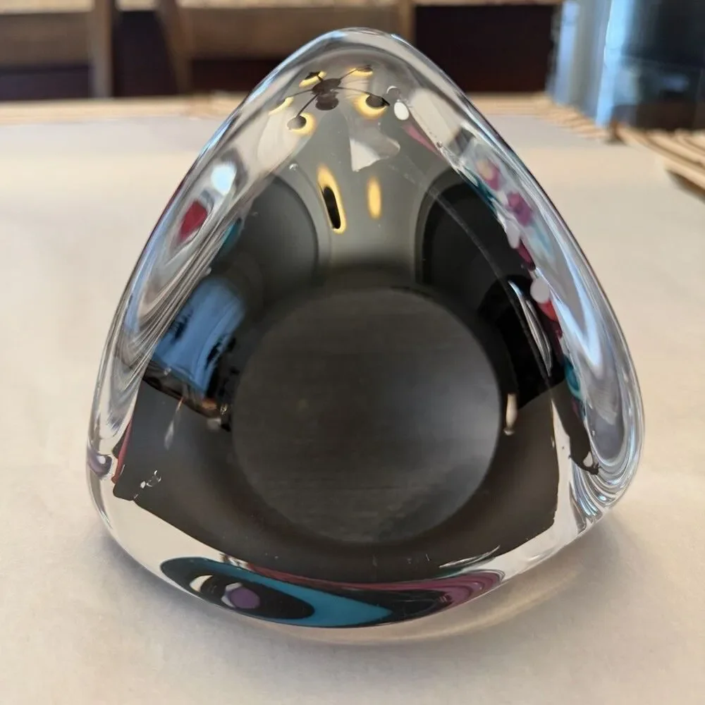Vintage Schmidt Rhea Studio Art Glass Hand Blown Pyramid Paperweight
